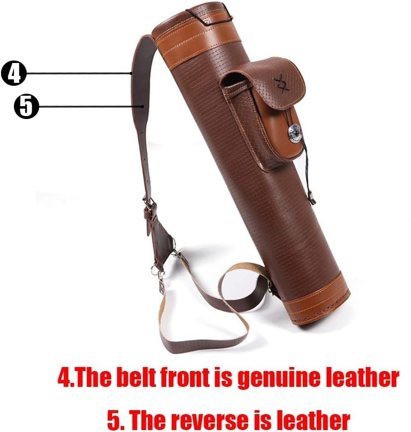 Handmade Leather Back Quiver - 50 Load Capacity, Adjustable Strap, Large Pouch