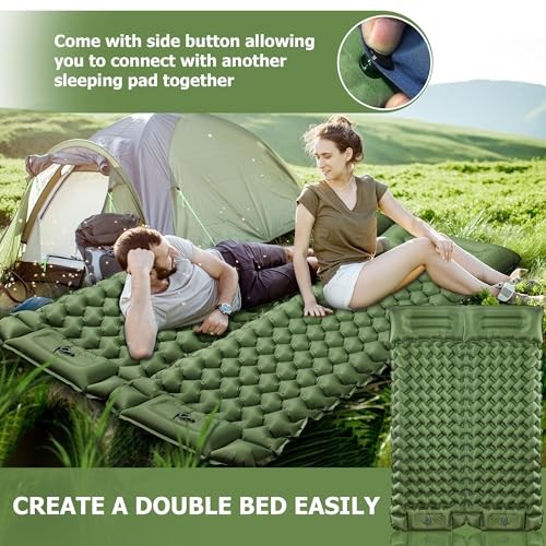 Sleeping Pad, Extra Thick & Ultralight Inflatable Sleeping Pad with Green