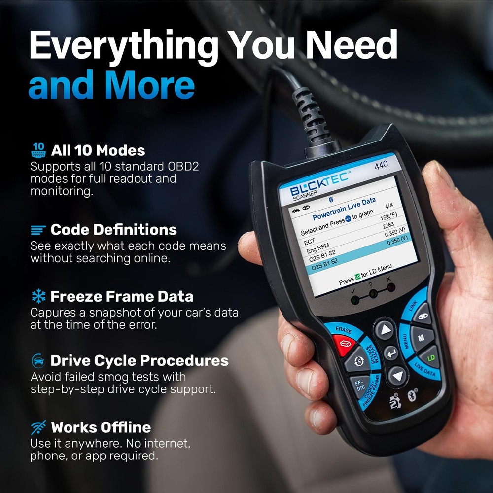 BLCKTEC 440 Bluetooth OBD2 Scanner Diagnostic Tool - Car Code Reader Black