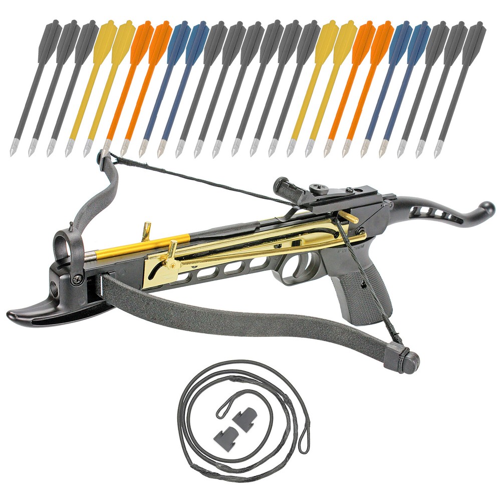 KingsArchery Crossbow Handheld Self Cocking 80 LBS w/ 24 Plastic Arrows + String