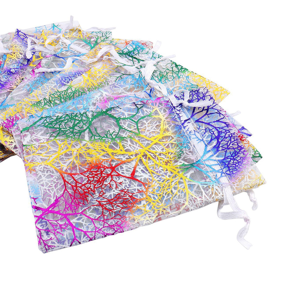 5x7in Sheer Drawstring Organza Bags Jewelry Favor Gift Coralline Pouches Wedding