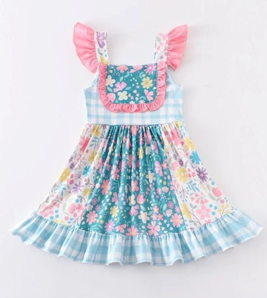 NEW Boutique Girls Floral Sleeveless Ruffle Dress