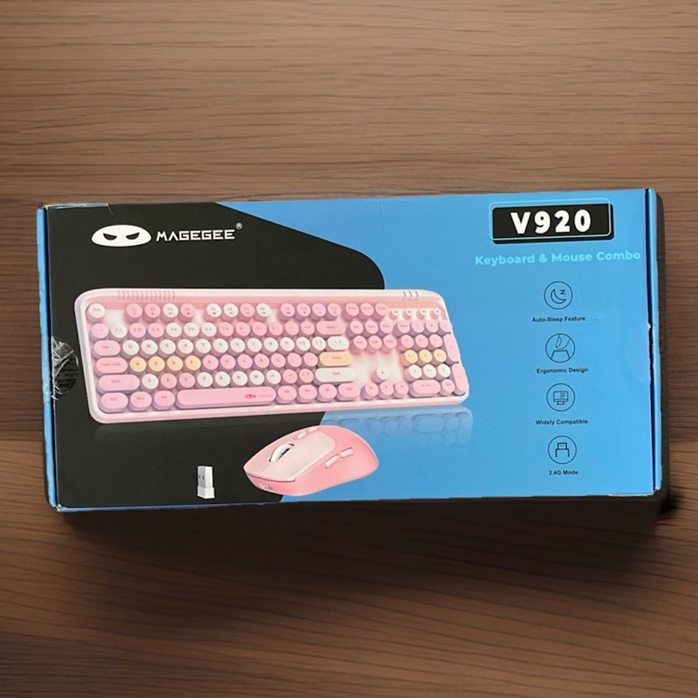 MageGee V920 Wireless Keyboard and Mouse Combo, 2.4G Full-Sized Retro Typewriter
