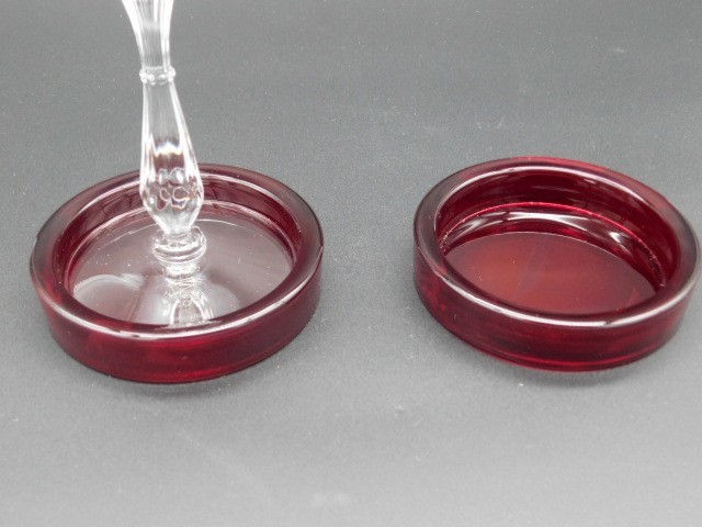 2 Vintage Ruby Red Glass Coasters