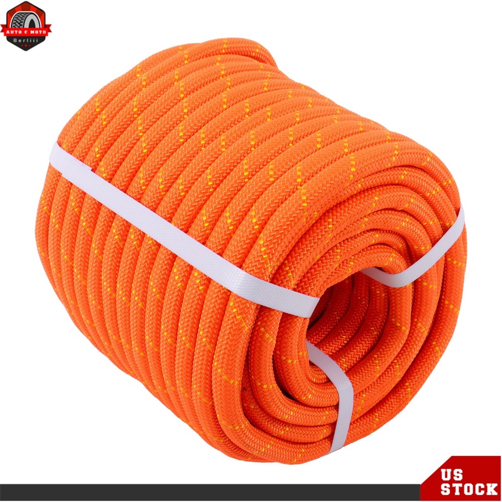 1/2"×125' Double Braid Nylon/Polyester Arborist Rope Pulling Rigging Line Orange