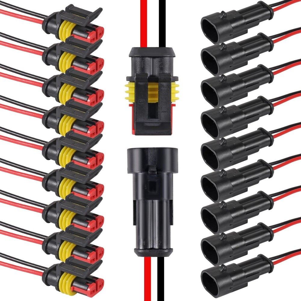 10PCS 2 Pin Way Electrical Wire Connector Waterproof 2 2P