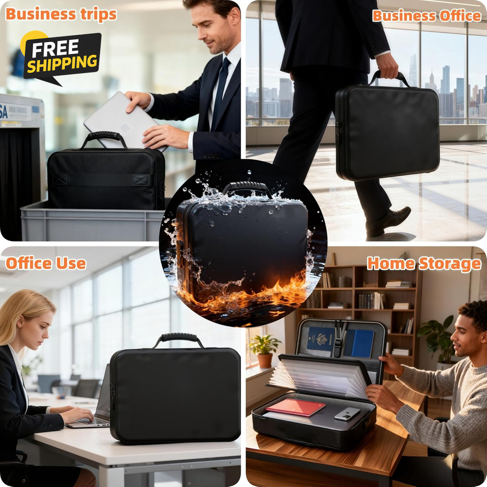 Fireproof Document Organizer (Soft-Shell) with Lock, Capacity Waterproof