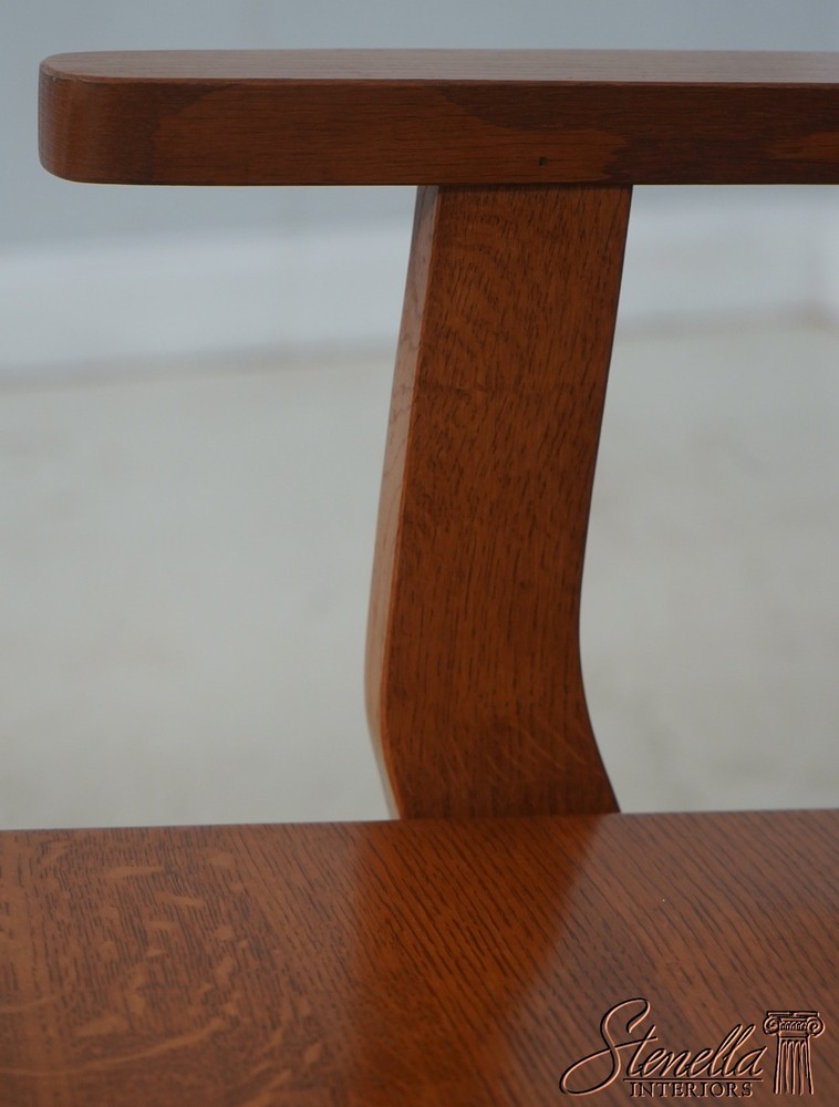 72209: Arts And Crafts Style Solid Oak Slat Back Bench