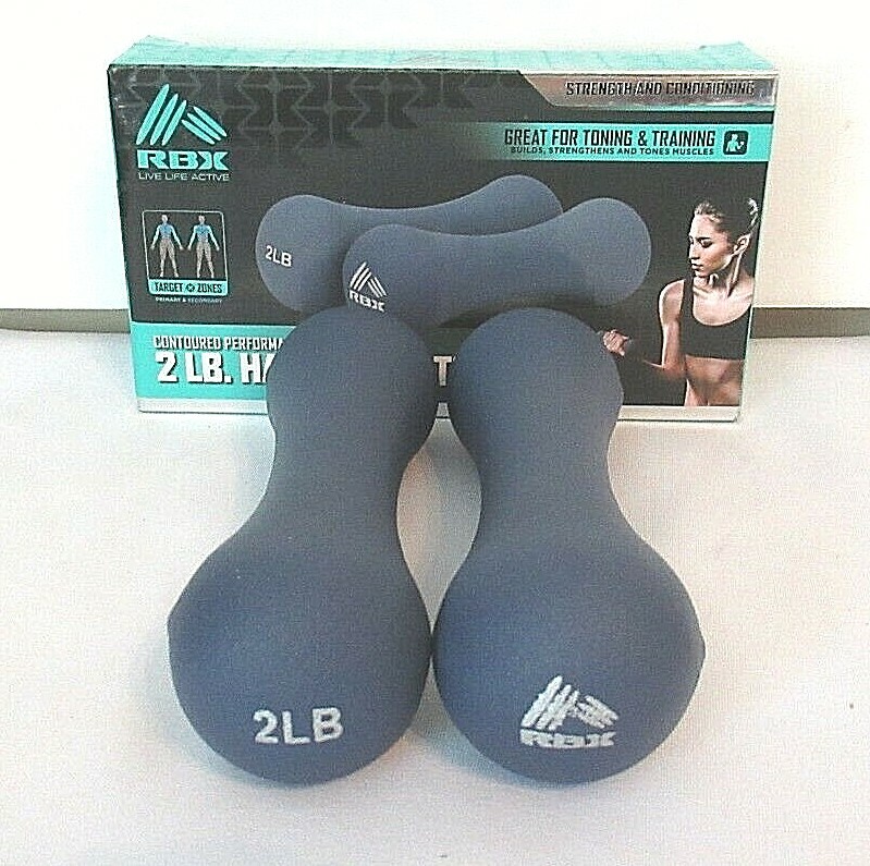 1 Set / Pair of 2 LB's Each Hand Weights Soft Contour Grip RBX RBX-SC1002