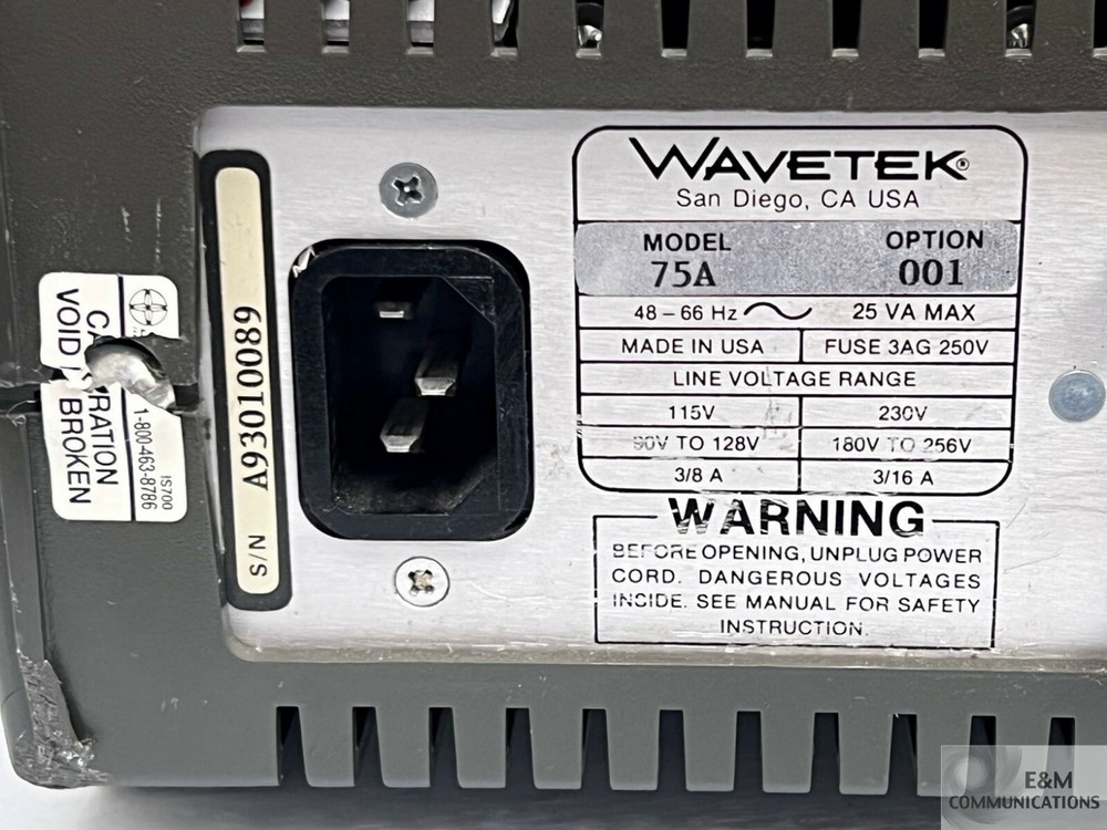 MODEL 75A WAVETEK 5 MHZ ARBITRARY WAVEFORM GENERATOR SERIAL # A93010089