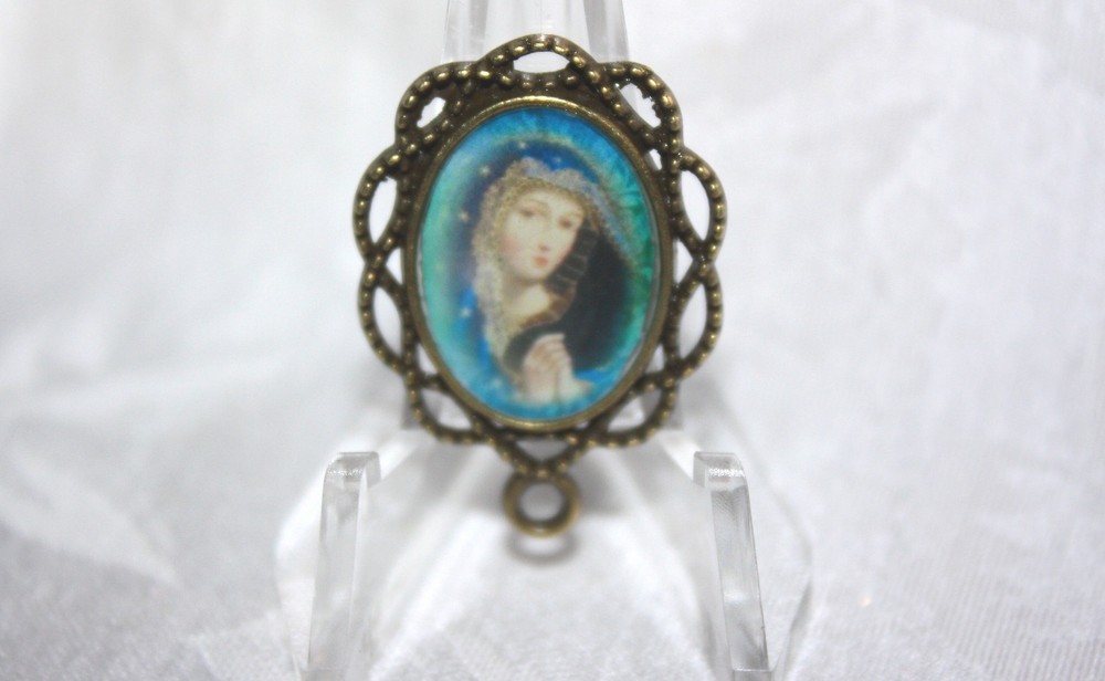 Bronze Rosary Center Part Our Lady in Blue #602