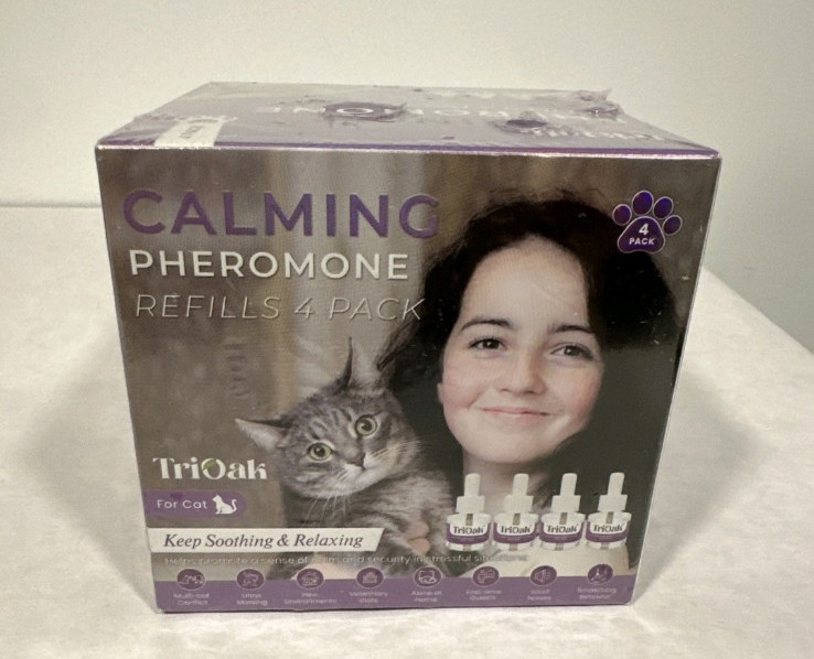 Calming Pheromone Refills for Cats 4 Pack TriOak Stress Relief Diffuser Refills