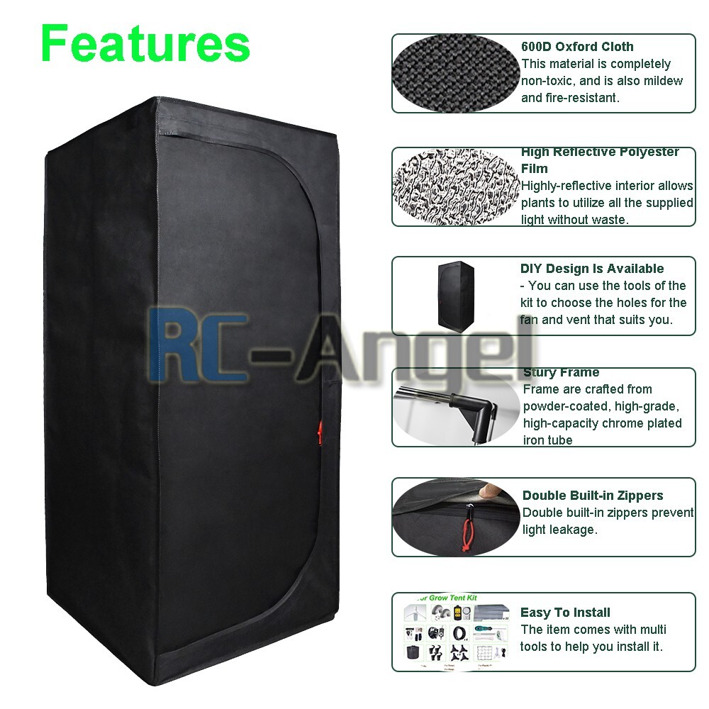 24"x24"x55" Grow Tent Kit w/LED Full Spectrum Grow Light +Ventilation Inline Fan