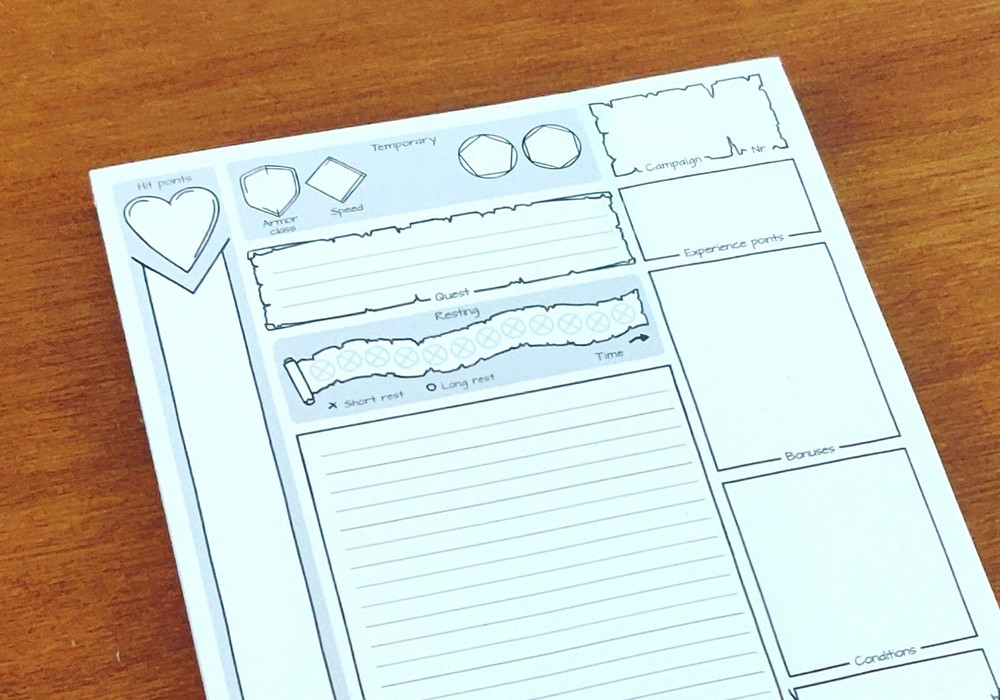Session Notepad for Dungeons and Dragons | DnD 5e | A5 Noteblok