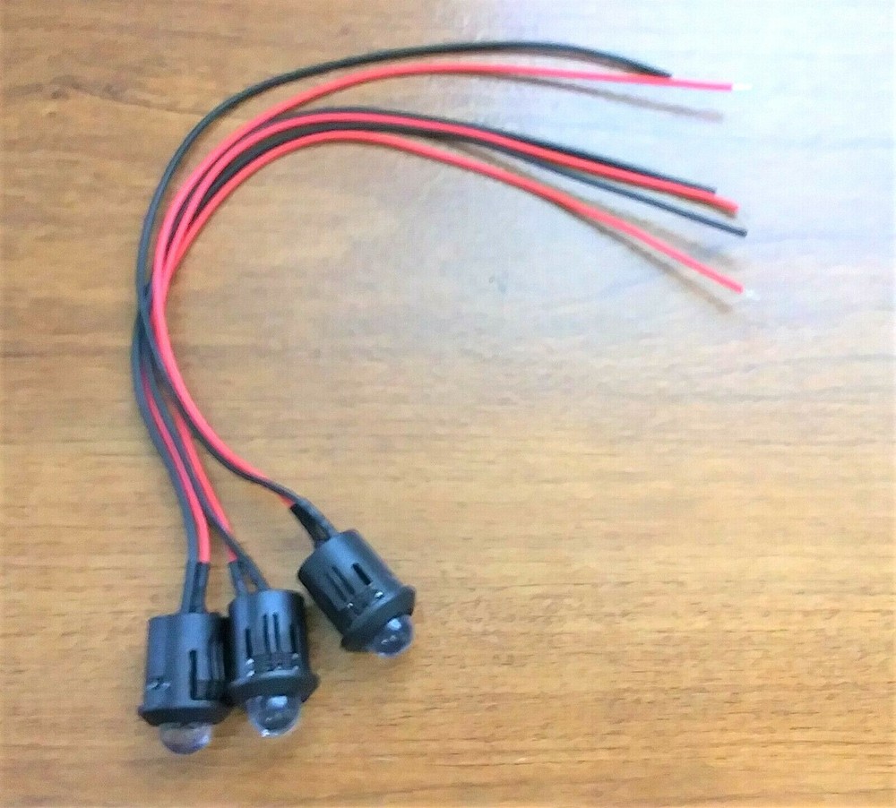 3 BBT 12 volt DC Red LED 1/2" Snap-In Indicator Lights