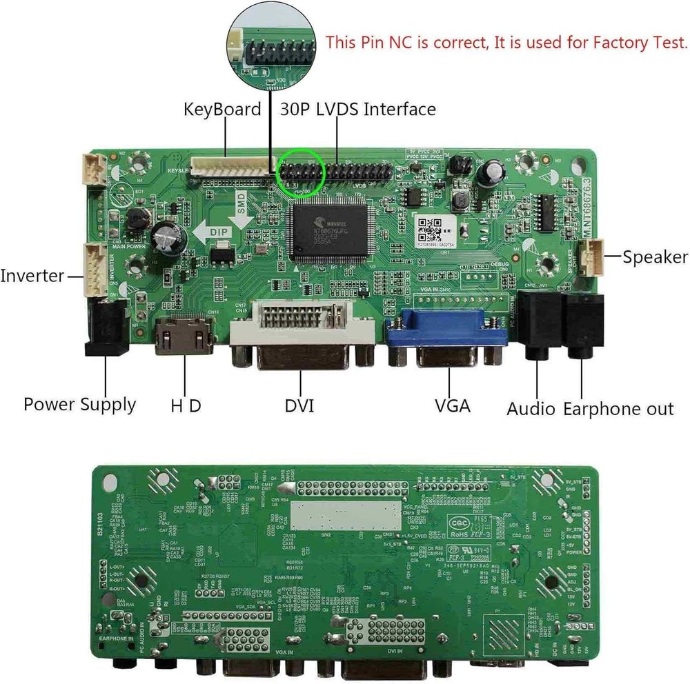 Touchscreen LCD Controller Board for 1920x1080 VGA DVI Compatible Screens
