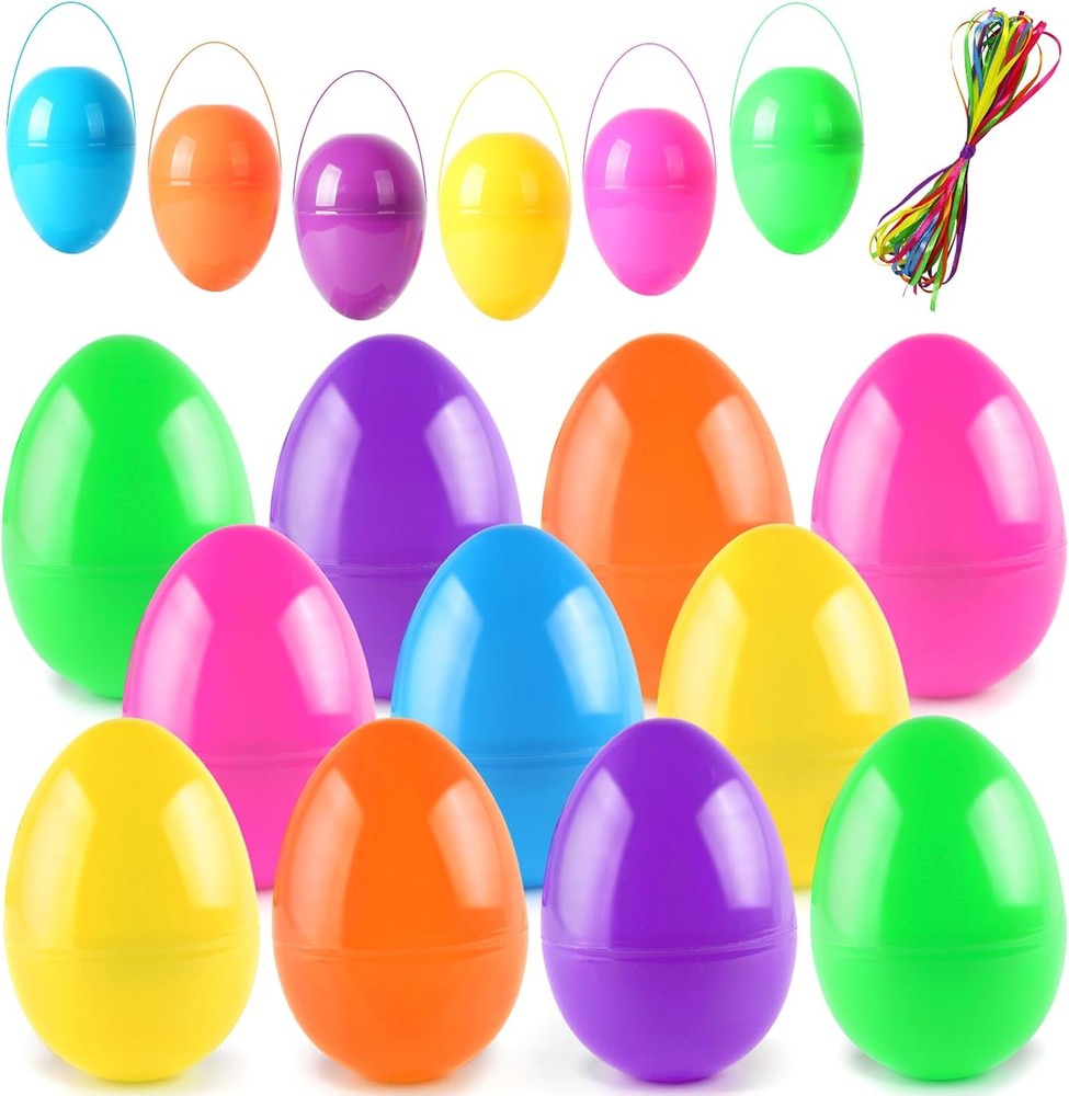 ROSAUI 3.5” Fillable Easter Eggs, 36Pcs Empty Plastic Eggs - Holiday Surprises