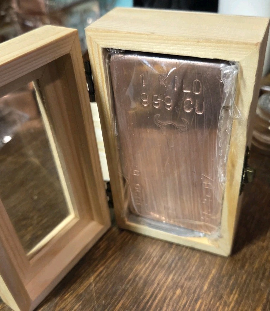 1 Kilo Hand Poured Solid Copper Bullion Bar .999 Pure Fine Copper Kg Ingot