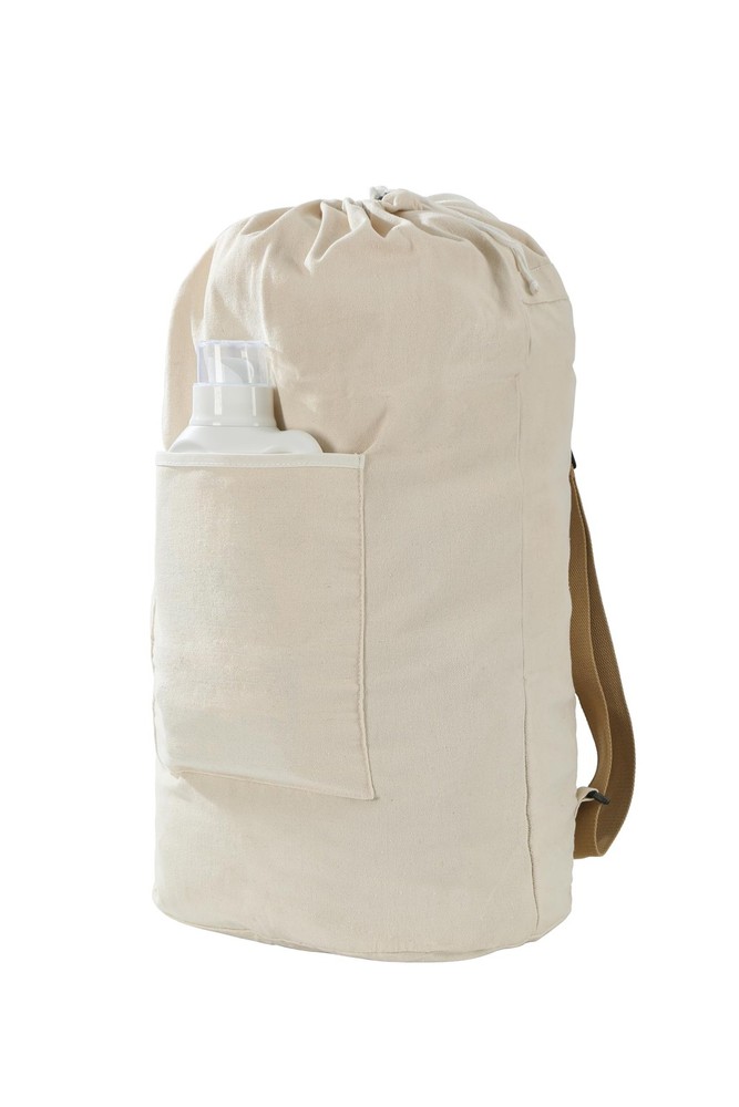 Canvas Laundry bag Washable backpack Adjustable Straps Large Front Pocket