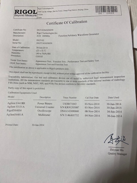 RIGOL DG5102 Function/Arbitrary Waveform Generator 100MHz 2 channel - NEW