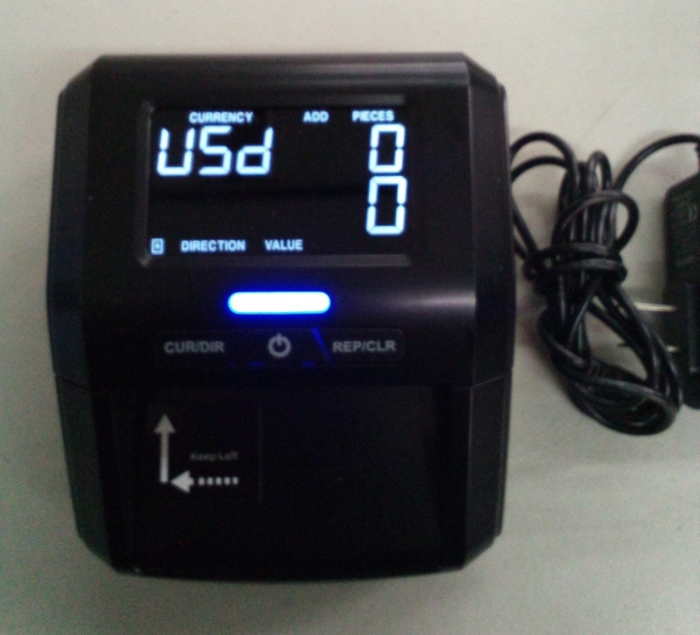 Counterfeit Bill Money Detector Machine with LCD Display, Portable Compact US...