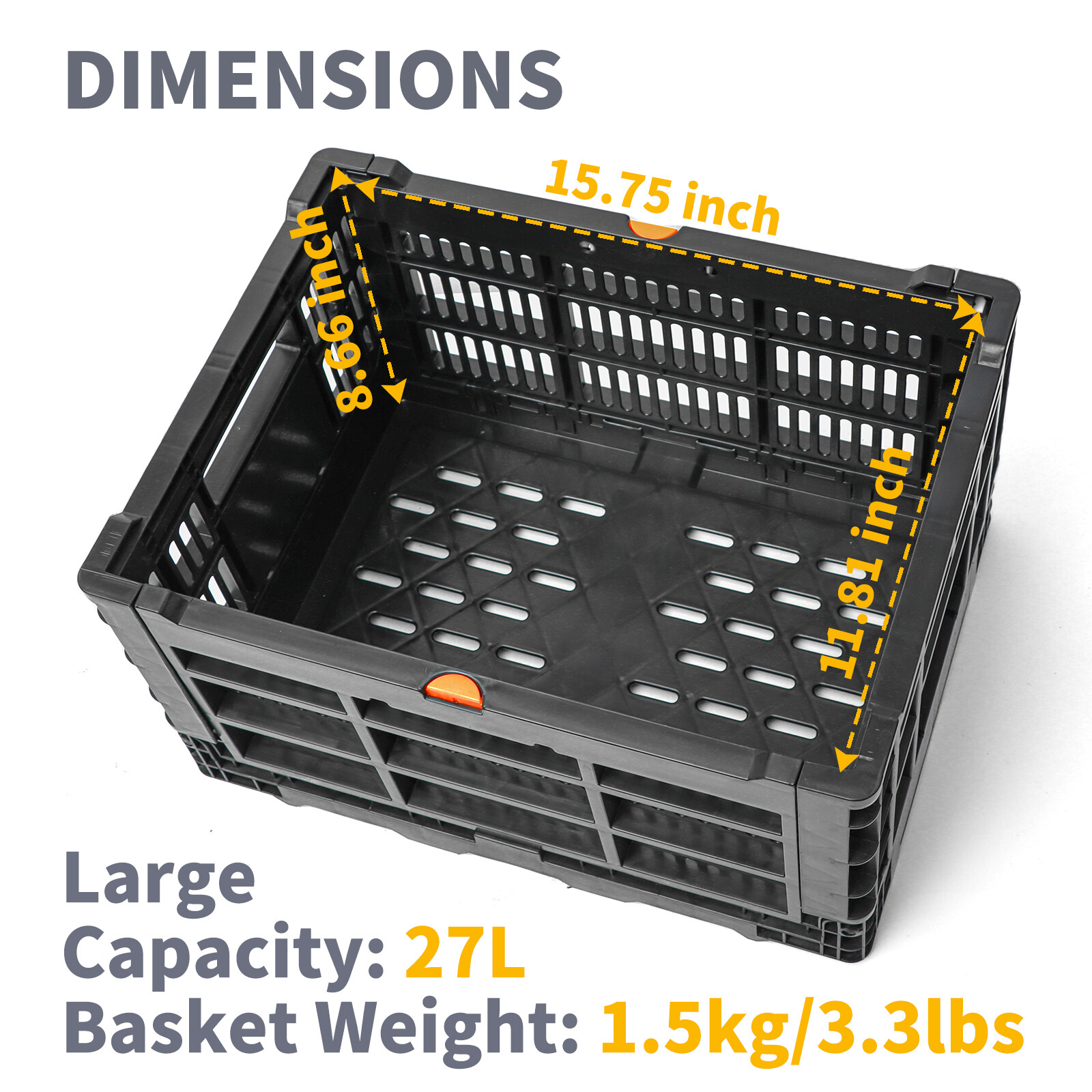 Bike Basket Rear 35L Large Capacity Foldable Bike Storage for Shopping Outings