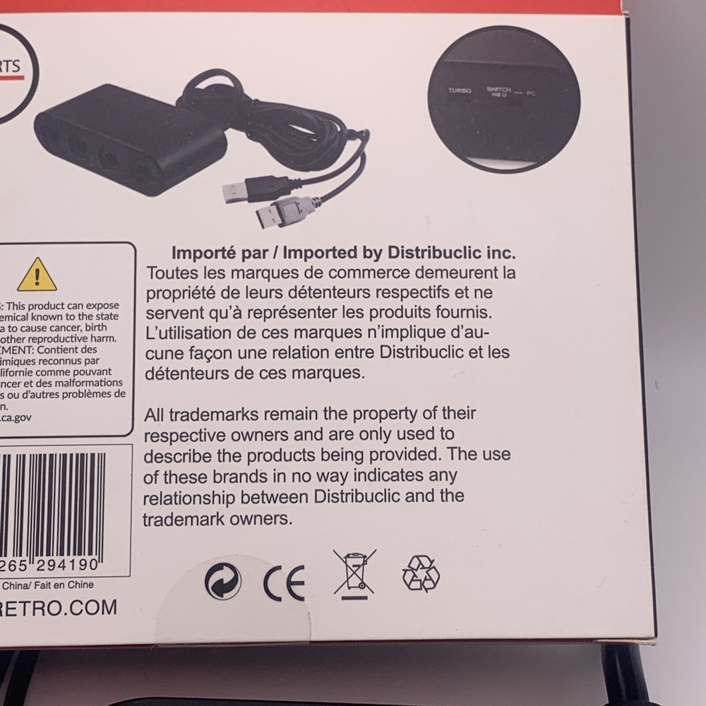 EVORETRO 4 Port Adapter for Gamecube Controller Wii U, Switch, and PC USB