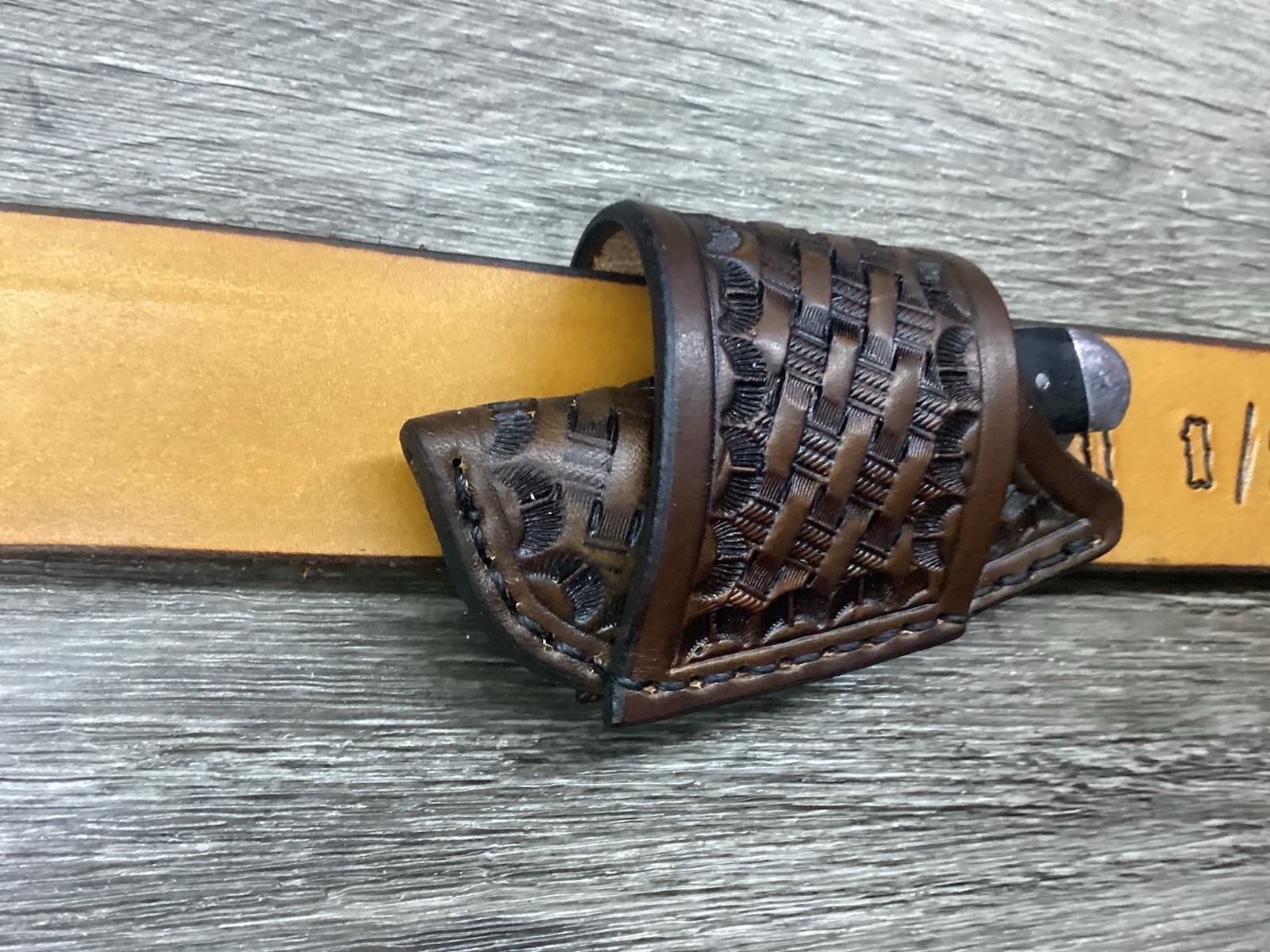 Leather Folding Knife Sheath Horizontal Mini Trapper Size(Sheath Only)