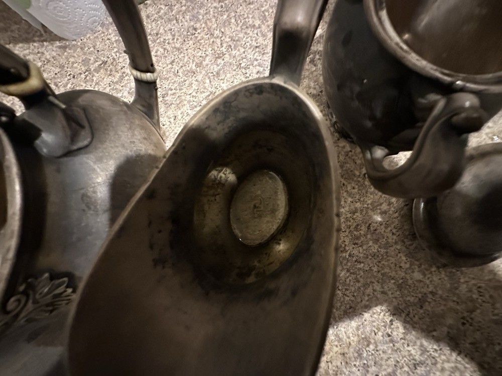 Vintage Antique Handcrafted, Silver Plated Pottery Set