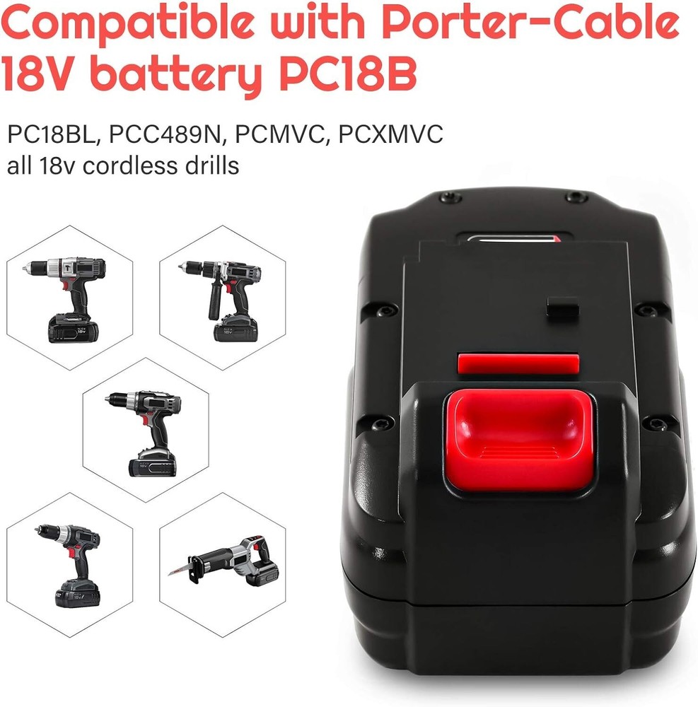 2Pack 18V NiCD Replacement Battery for Porter Cable PC18B 18-Volt Cordless Tools