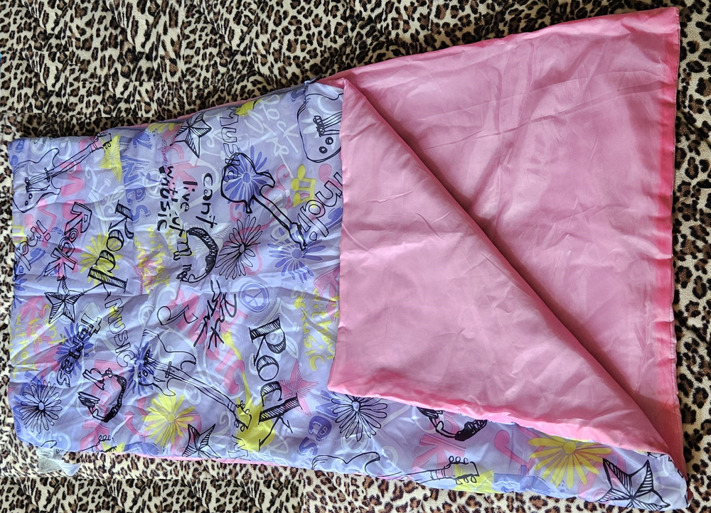 Kids Rectangular Sleeping Bag, Multi-Color Purple Theme