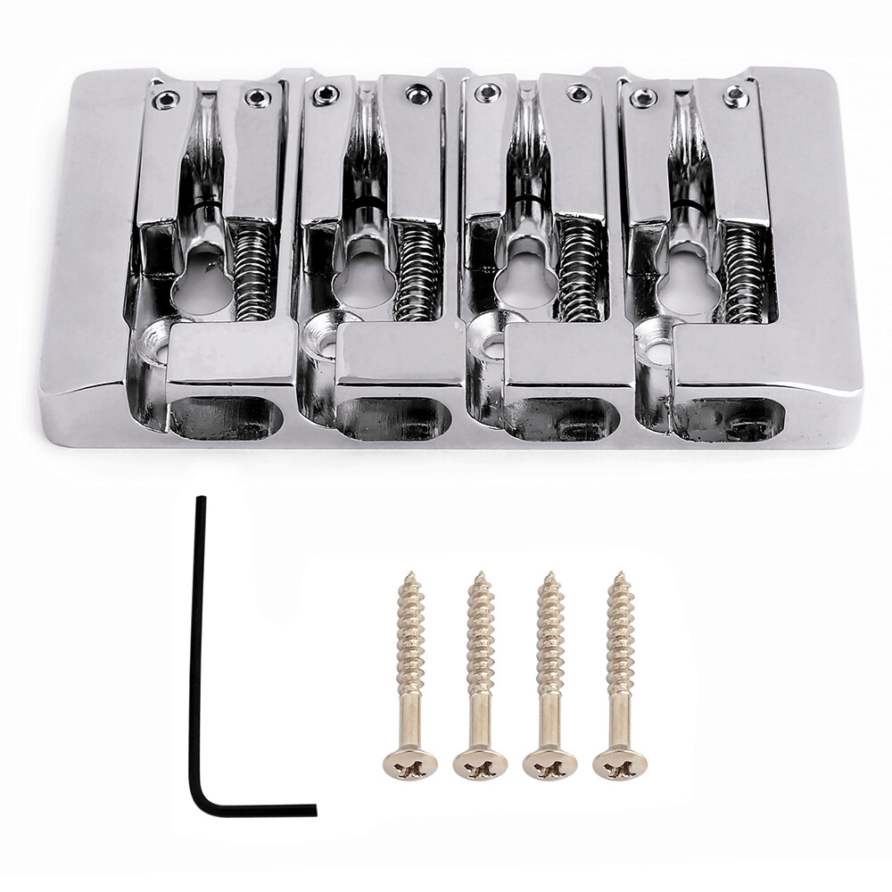 4 String Bass Bridge A Style Top Load and String Through Body Tailpiece Chrome