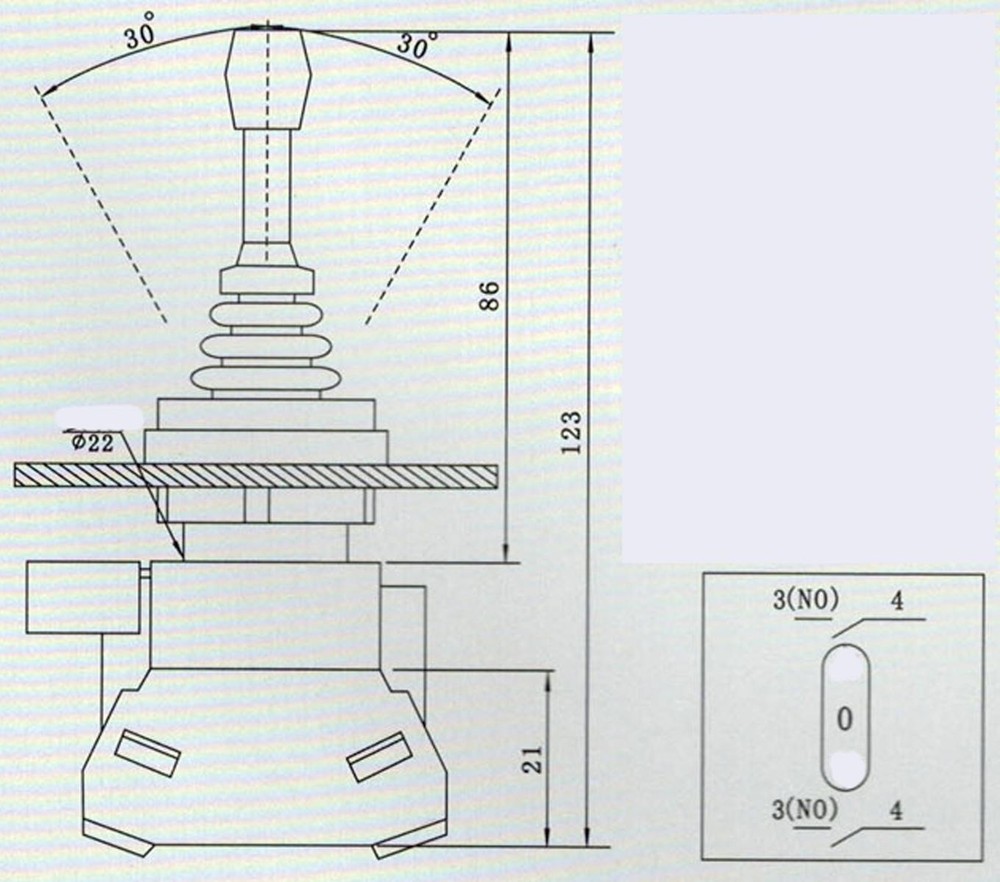 2NO Two Position Momentary Type Monolever Joystick Switch HKD-FW22