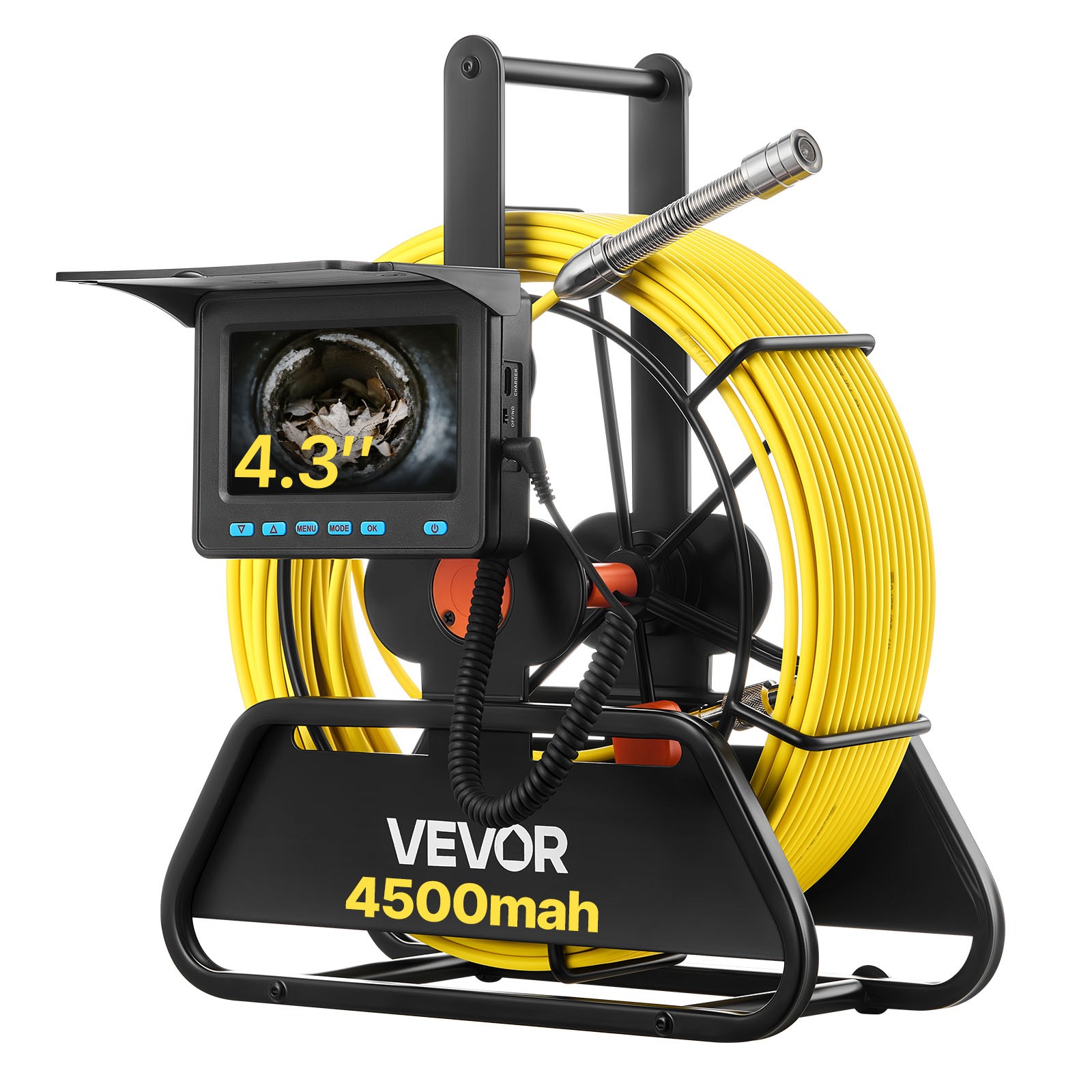 VEVOR Sewer Camera 98ft 4.3-inch Drain Inspection Camera IP68 Waterproof 6 LEDS