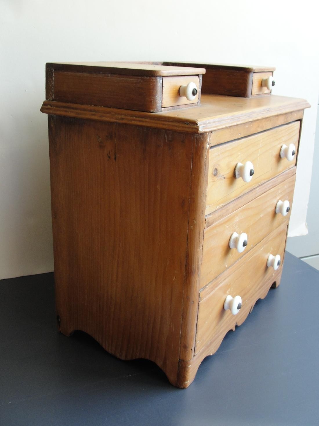 Antique Vtg Children's Toy Wood Furniture Salesmans Sample 2/3 Drawer Chest #8