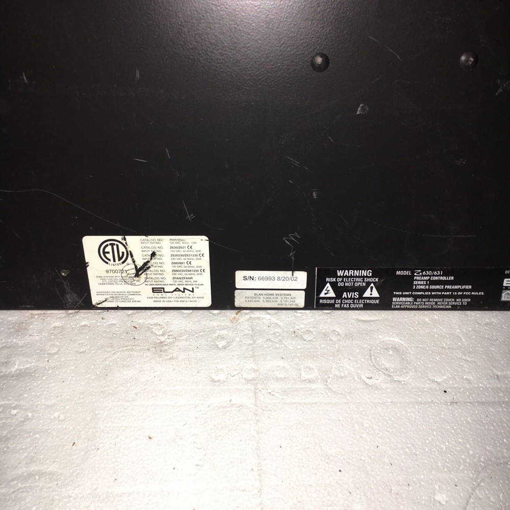Elan Z 630/631 Pre-Amp Controller Series 1 - 3 Zone / 6 Source Pre-Amplifier (3)