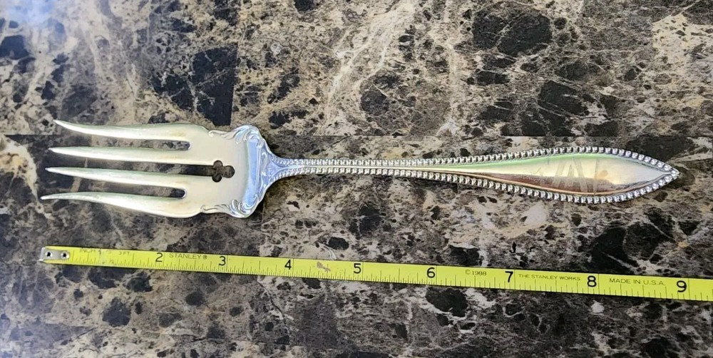 1847 ROGERS ANTIQUE c1895! VISTA PATTERN SILVERPLATED MEAT SERVING FORK 🥩