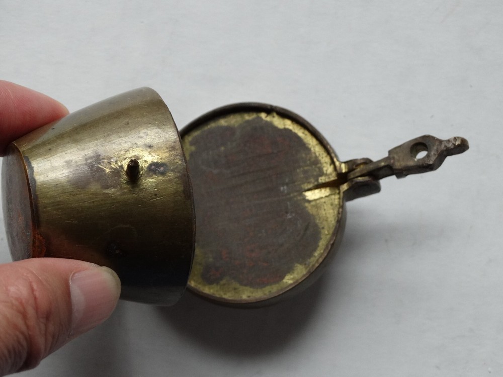 Antique (~18th c) Spanish Solid Brass Lidded Case, for Nested Weigth Set Medical