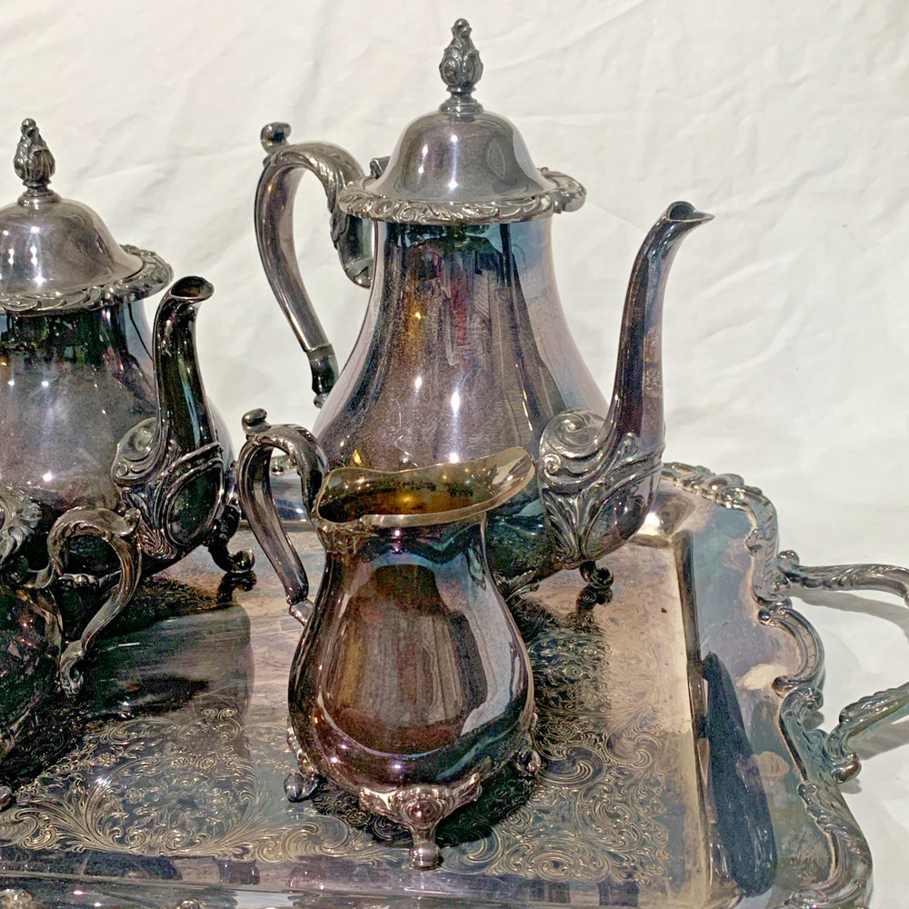 5 Piece Webster Wilcox Fine Quality Silverplate Rochelle Tea Set Silver Plate