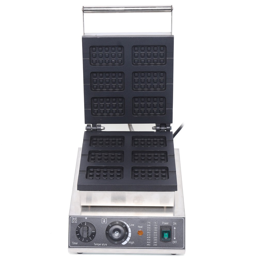 110V 1500W Commercial Waffle Maker 6Pcs Rectangle Waffle Maker Machine Nonstick