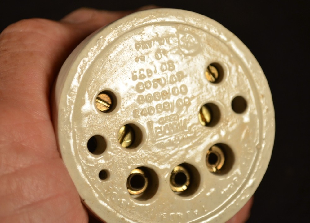 BRASS (or COPPER) & CERAMIC VICTORIAN JELLY MOLD TOGGLE LIGHT SWITCH