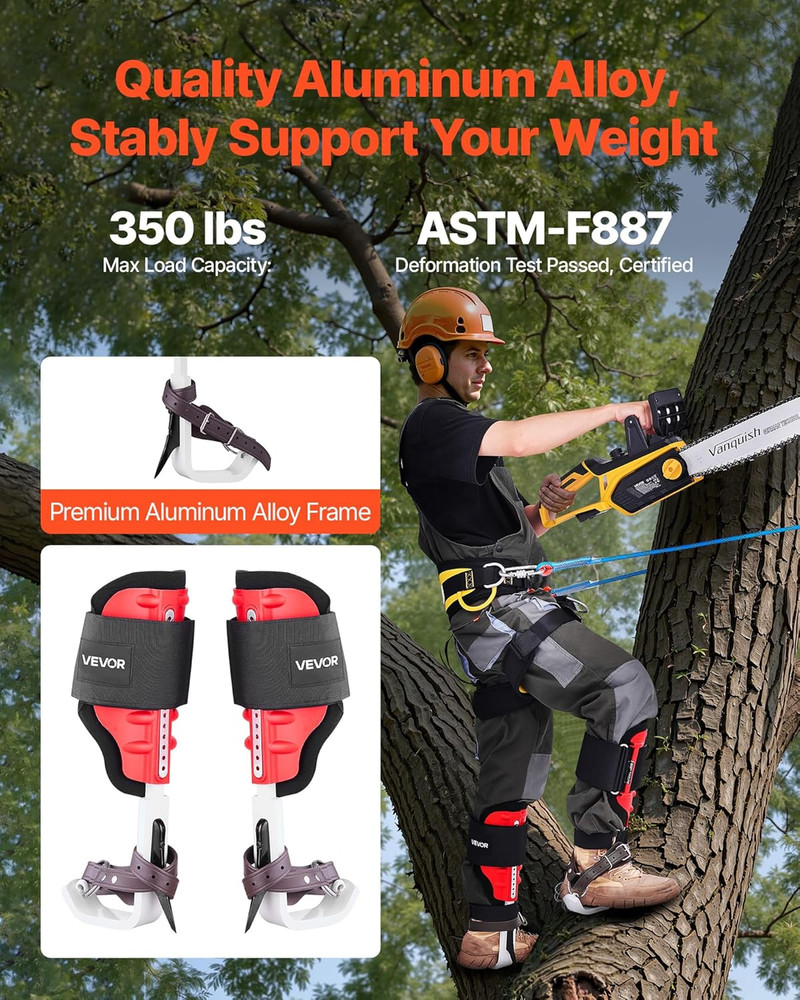 Tree Climbing Spikes Set, 1 Pair Height-Adjustable Climbing Spurs with Security