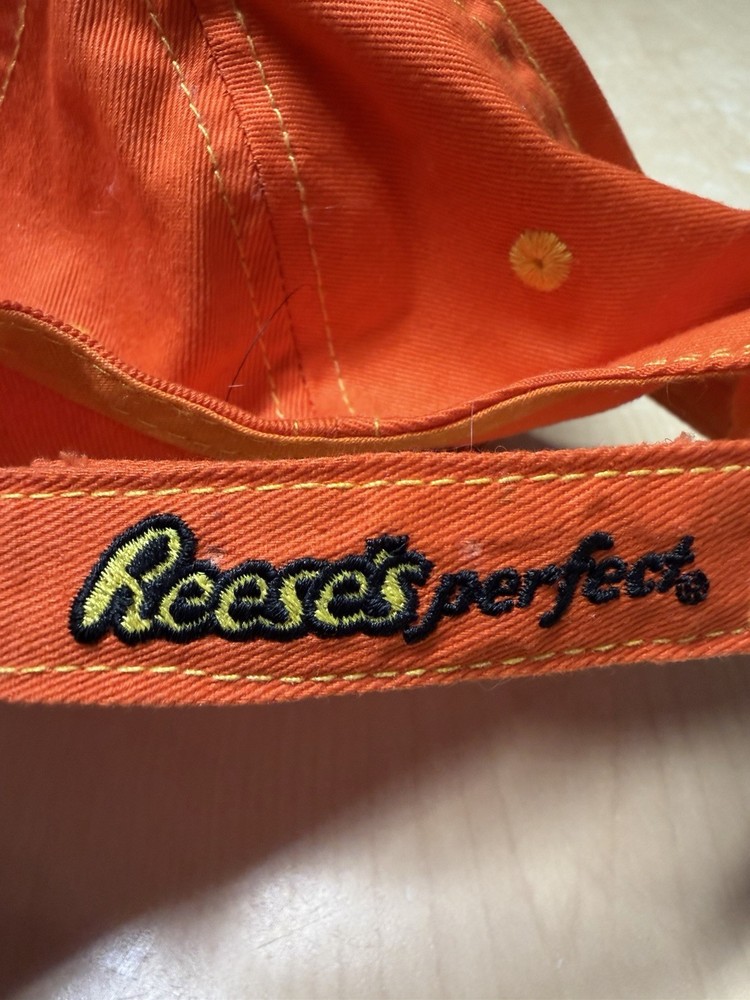 Reeses Peanut Butter Cup Perfect Orange Logo Baseball Hat Cap Hook Loop Strap