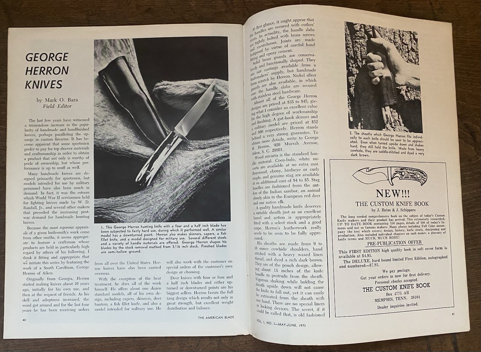 Rod Chappel Handmade Knife Article, American Blade 1973 Ad