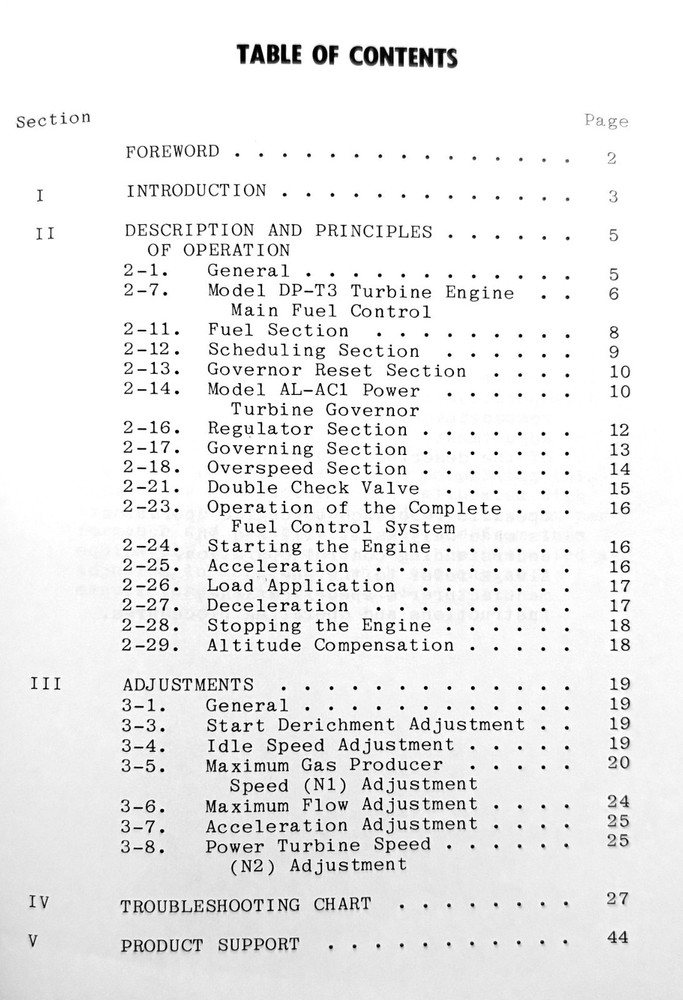 Bendix Operation and Service Manual Model DP-T3 Turbine Engine Main Fuel Control