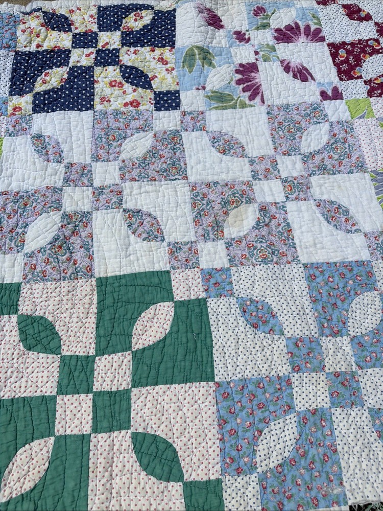 VTG Small Patchwork Cotton Quilt 74" X 58"