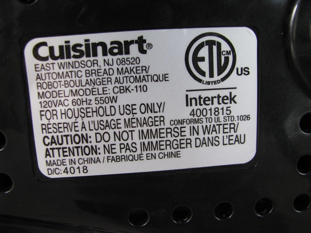 Cuisinart Automatic Bread Maker, Stainless Steel CBK-110C with Printed manual