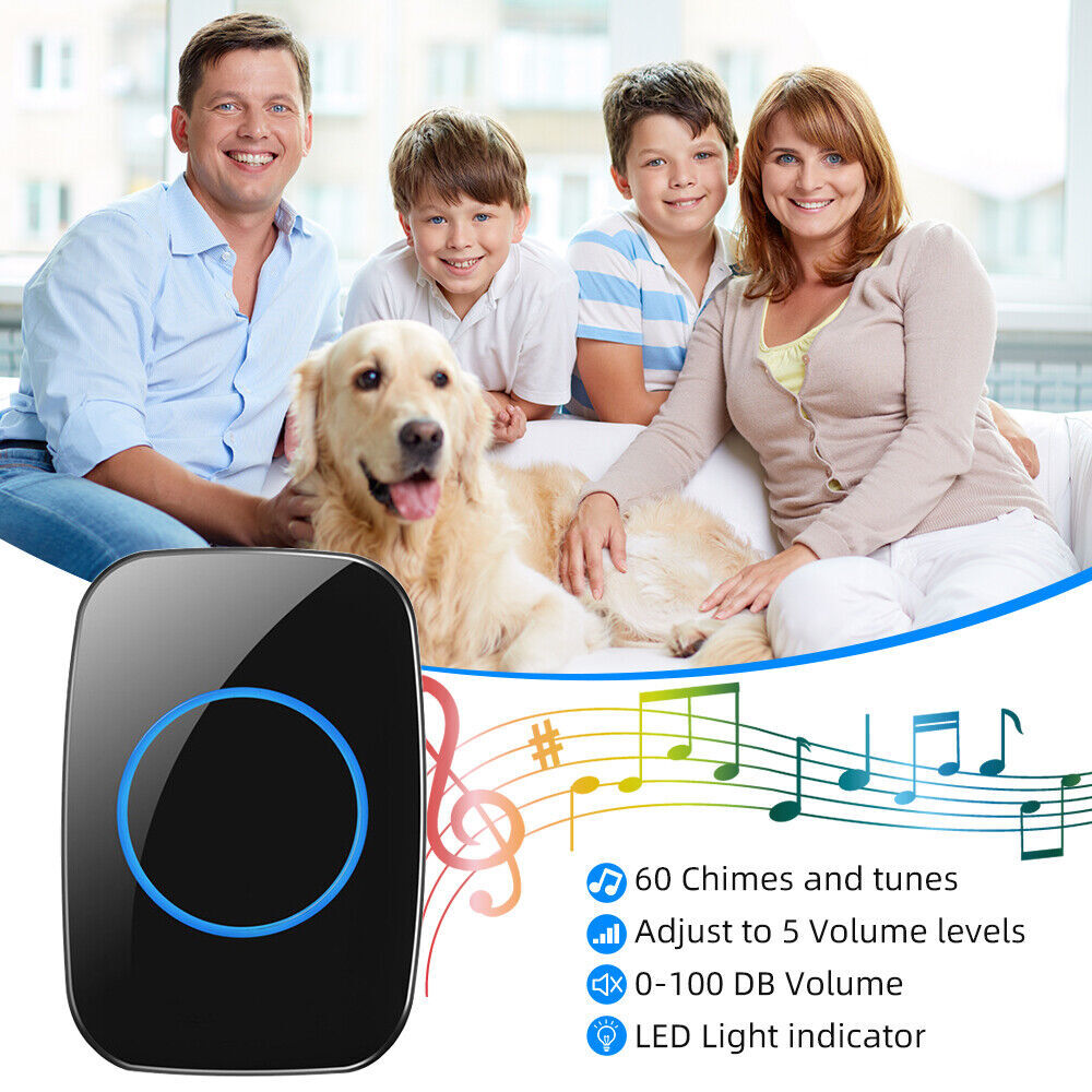 2Wireless Doorbell Chime Waterproof Plugin Receiver Adjustable Volume 1000FT Kit