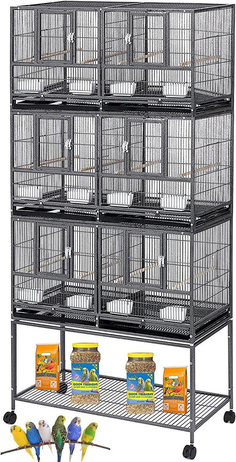 TRIPLE Story Stackable Center Divided Breeder Breeding Nest Bird Rolling Cage