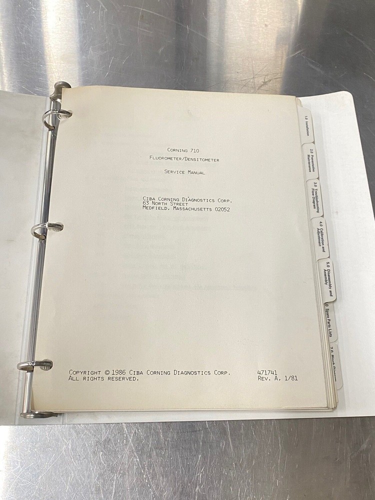 Corning 710 Electrophoresis Densitometer - Users Guide / Instruction Manual